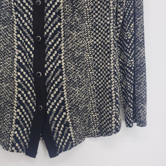 Soft Surroundings Button Down Shirt M Abstract Floral Vine Long Sleeve Red Black - Picture 5 of 7